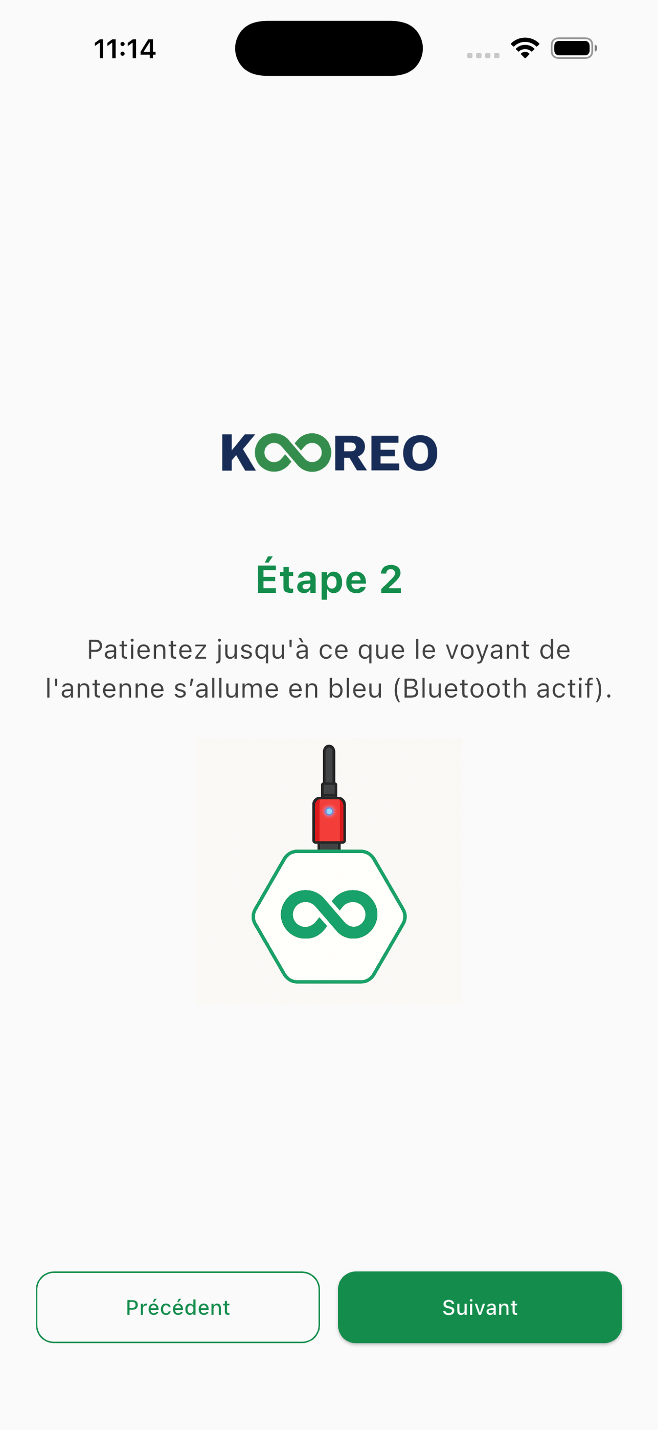 Etape 2 : voyant Bluetooth bleu